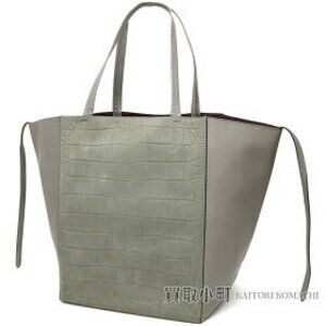 Celine Cabas Phantom Shopper Tote Bag Gray Crocodile Calfskin